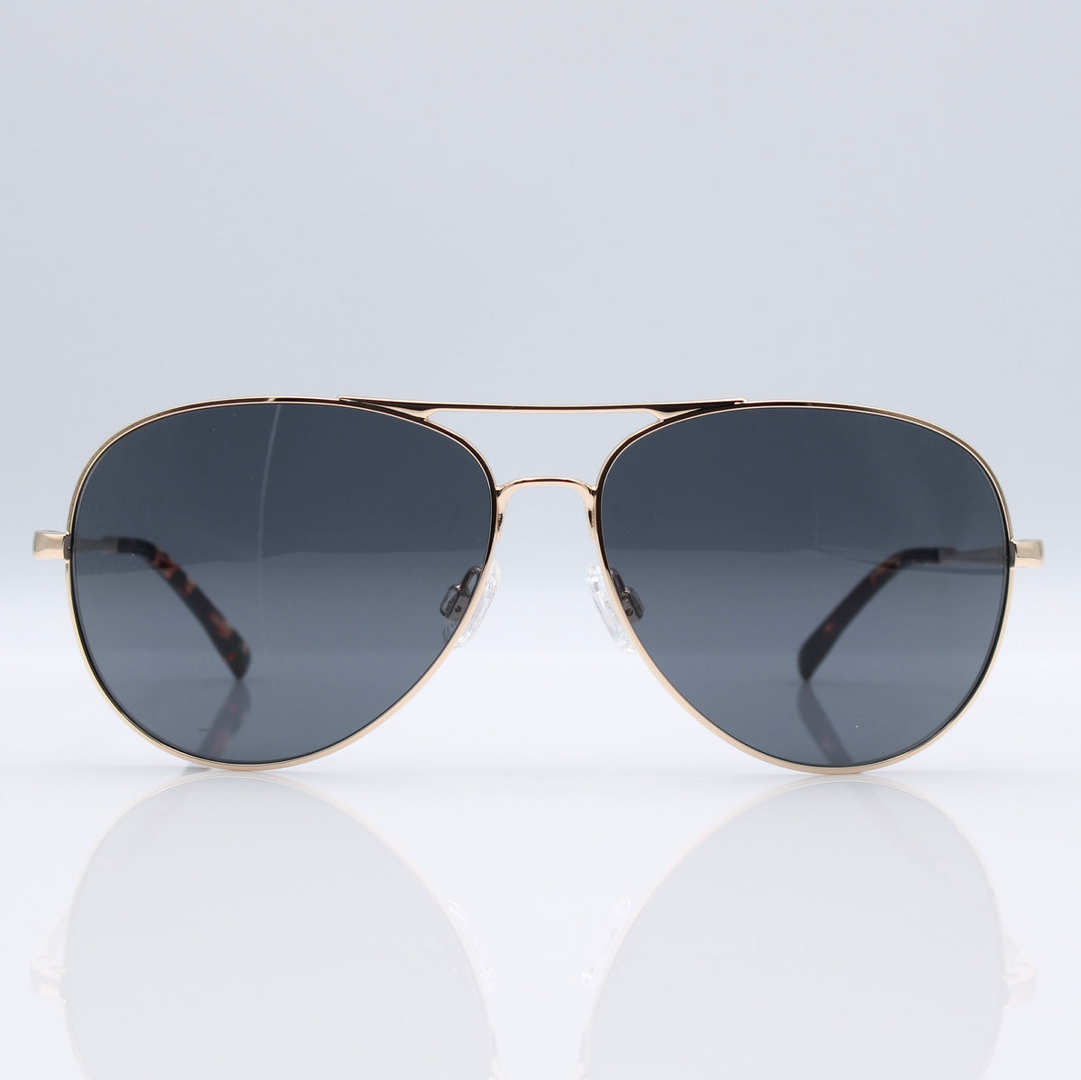 SR Performance Blackbird Aviator sunglasses in Heritage Gold with gray CEVART polycarbonate lenses, front product view.
