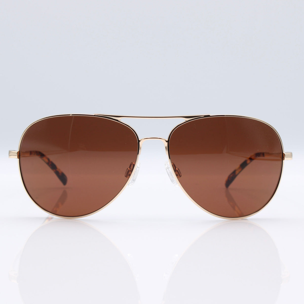 SR Performance Blackbird Aviator sunglasses in Heritage Gold with bronze CEVART polycarbonate lenses, front product view.