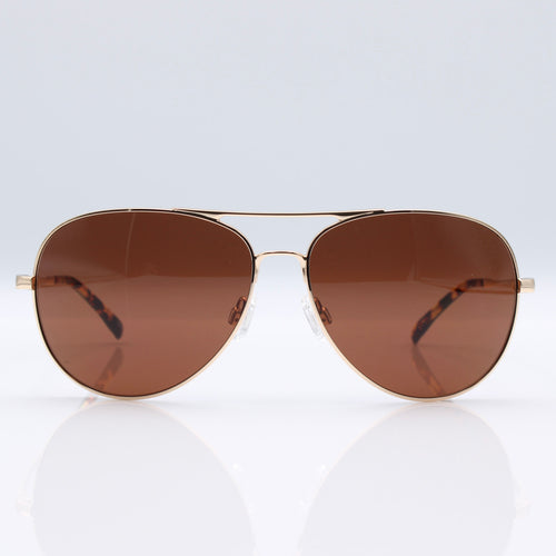 SR Performance Blackbird Aviator sunglasses in Heritage Gold with bronze CEVART polycarbonate lenses, front product view.