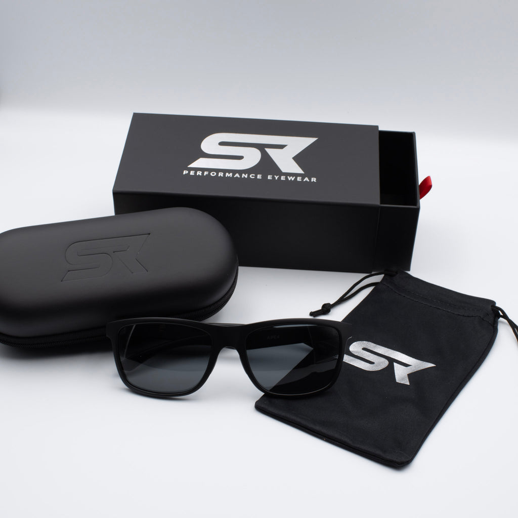 SR Apex performance eyewear detail photo with SR Performance Eyewear styling.
