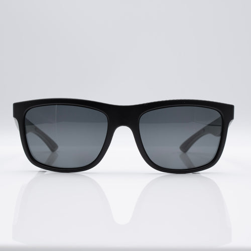Inverted Blackout Edition sunglasses in Matte Black Carbon with gray CEVART polycarbonate lenses, clean front view.