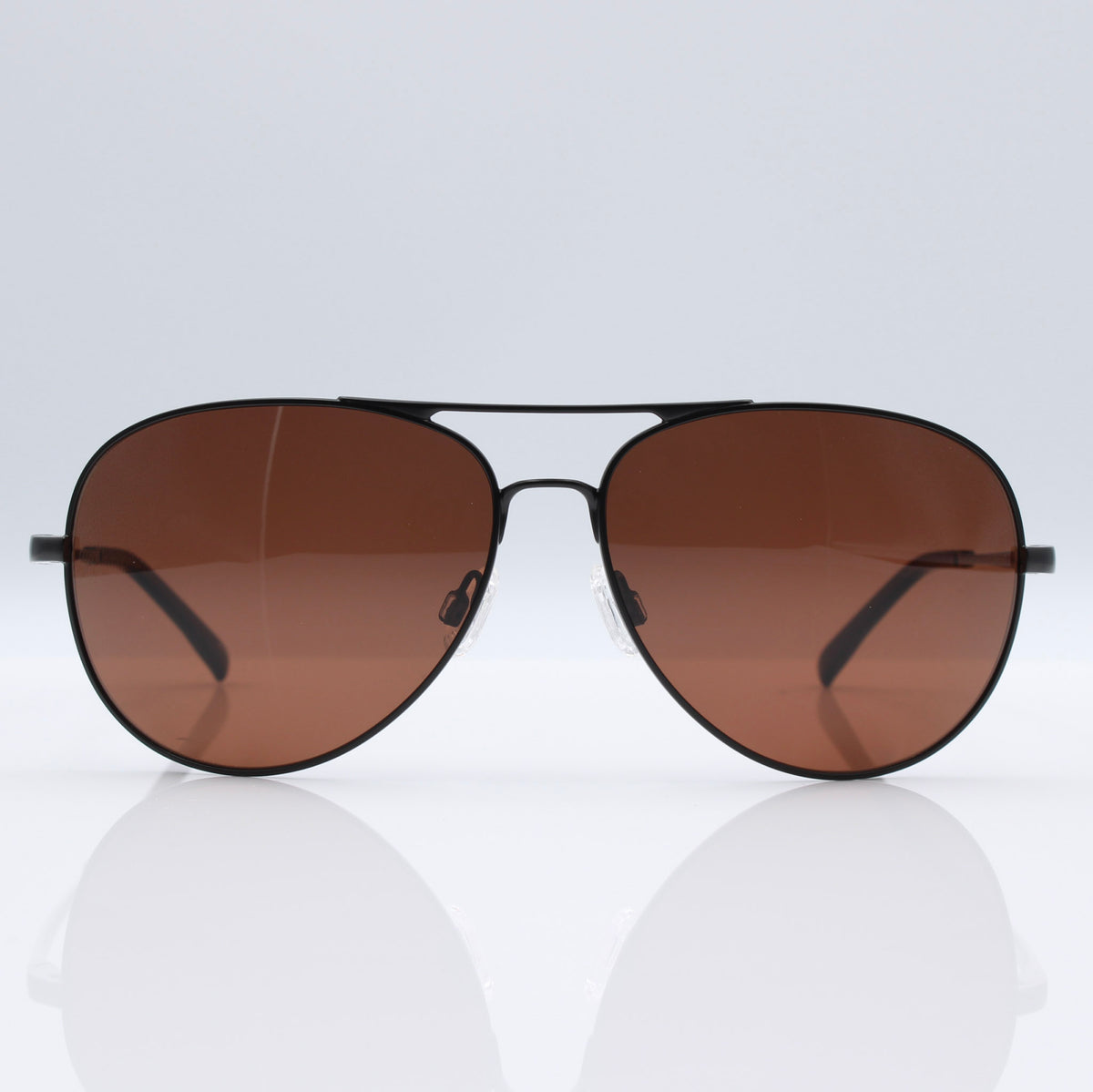 SR Performance Blackbird Aviator sunglasses in Matte Stealth Black with bronze CEVART polycarbonate lenses, front product view.