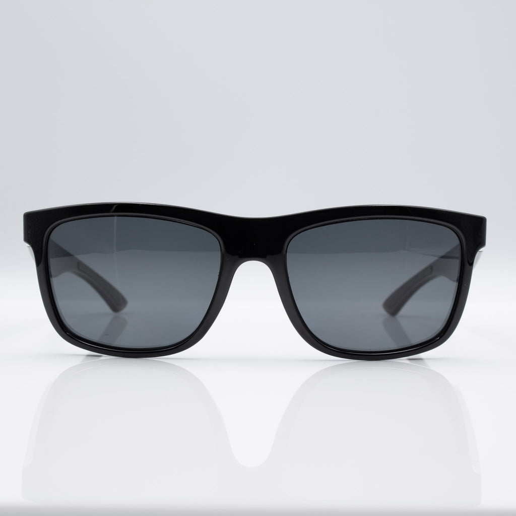 Inverted Blackout Edition sunglasses in Stealth Gloss Black with gray CEVART polycarbonate lenses, clean front view.
