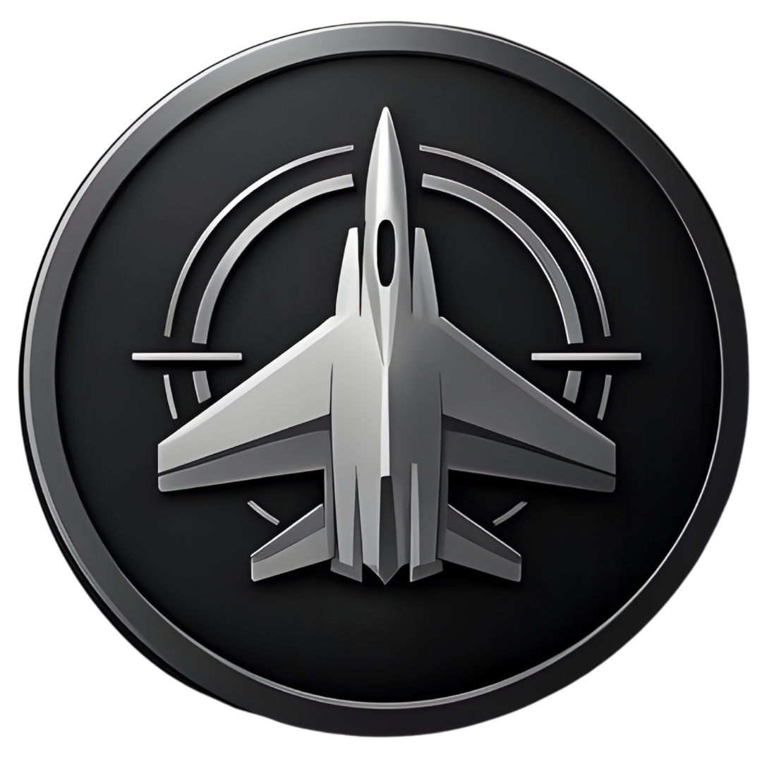 Aviation-inspired design icon representing flight-driven performance eyewear